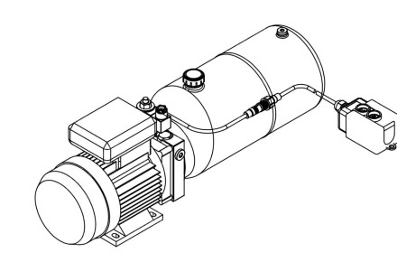 Станция насосная гидравлическая TDDL-00-1015-AS225-0075-006: 14MPa. 220V 0,75KW. 1450RPM. 2,1cc/r 8L Tank steel round horizontal. SV-08-2NCP-M-AC220V. Port G3/8" With 2 button remote cable