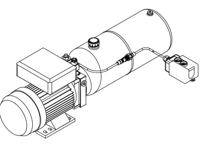 Станция насосная гидравлическая TDDL-00-1015-AS225-0150-004: 16MPa. 220V 1,5KW.1450RPM 3,2cc/r 10L Tank steel round horizontal. SV-08-2NCP-M-AC220V. Port G3/8" With 2 button remote cable