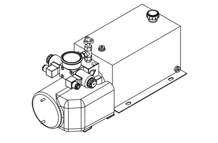 Станция насосная гидравлическая TDDL-00-2002-DC024-0220-006: 20MPa. 24V 2,2 KW.2500RPM 2,1cc/r 10L Tank. steel square horizontal. DSG-02-3C6-DC24V. Port G3/8" With Pressure gage With the bracket for motor and the protect cover for motor